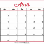 Calendario En Blanco Abril 2025